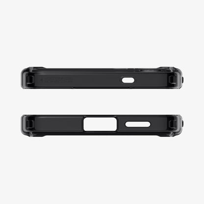ACS09005 - Galaxy S25 Case Ultra Hybrid Metal Ring (MagFit) in Frost Black showing the top and bottom