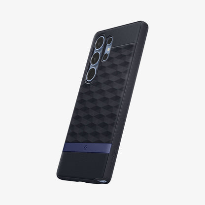 ACS09054 - Galaxy S25 Ultra Case Parallax (MagFit) in Navy Violet showing the back, partial side and bottom