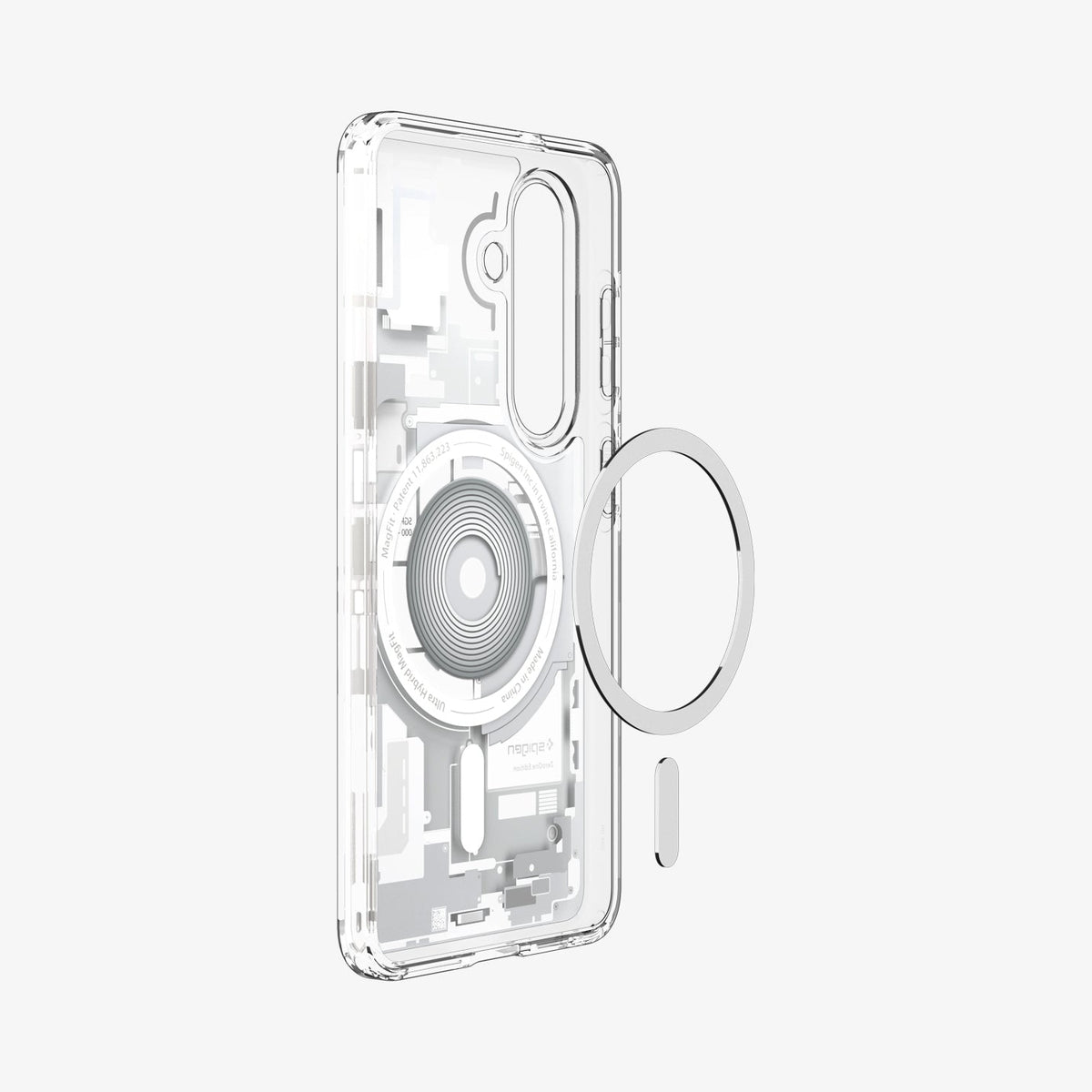 ACS10967 - Galaxy S26 Plus Case Ultra Hybrid Zero One (Mag Fit) White showing the back and partial side with mag fit technology