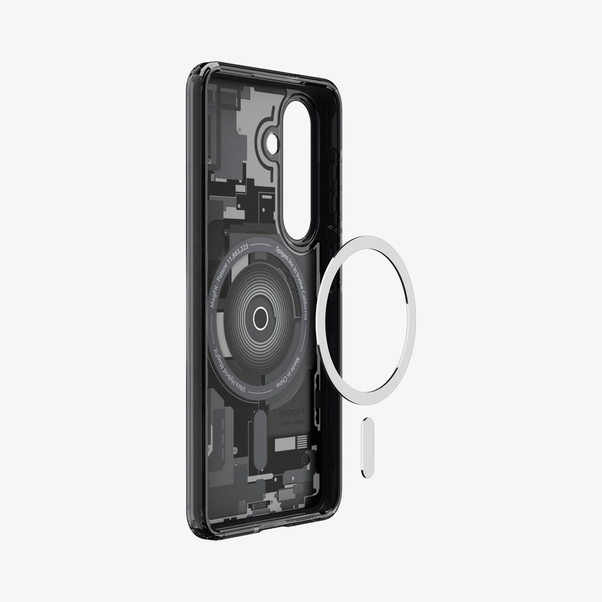 ACS10971 - Galaxy S26 Case Ultra Hybrid Zero One (Mag Fit) Black showing the back and partial side with mag fit technology