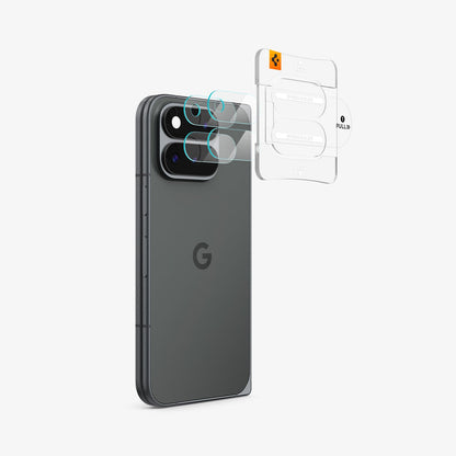 AGL11491 - Pixel 11 Pro Fold Optik EZ Fit Lens Protector lens protectors aligned with the camera lenses using the installation tray.