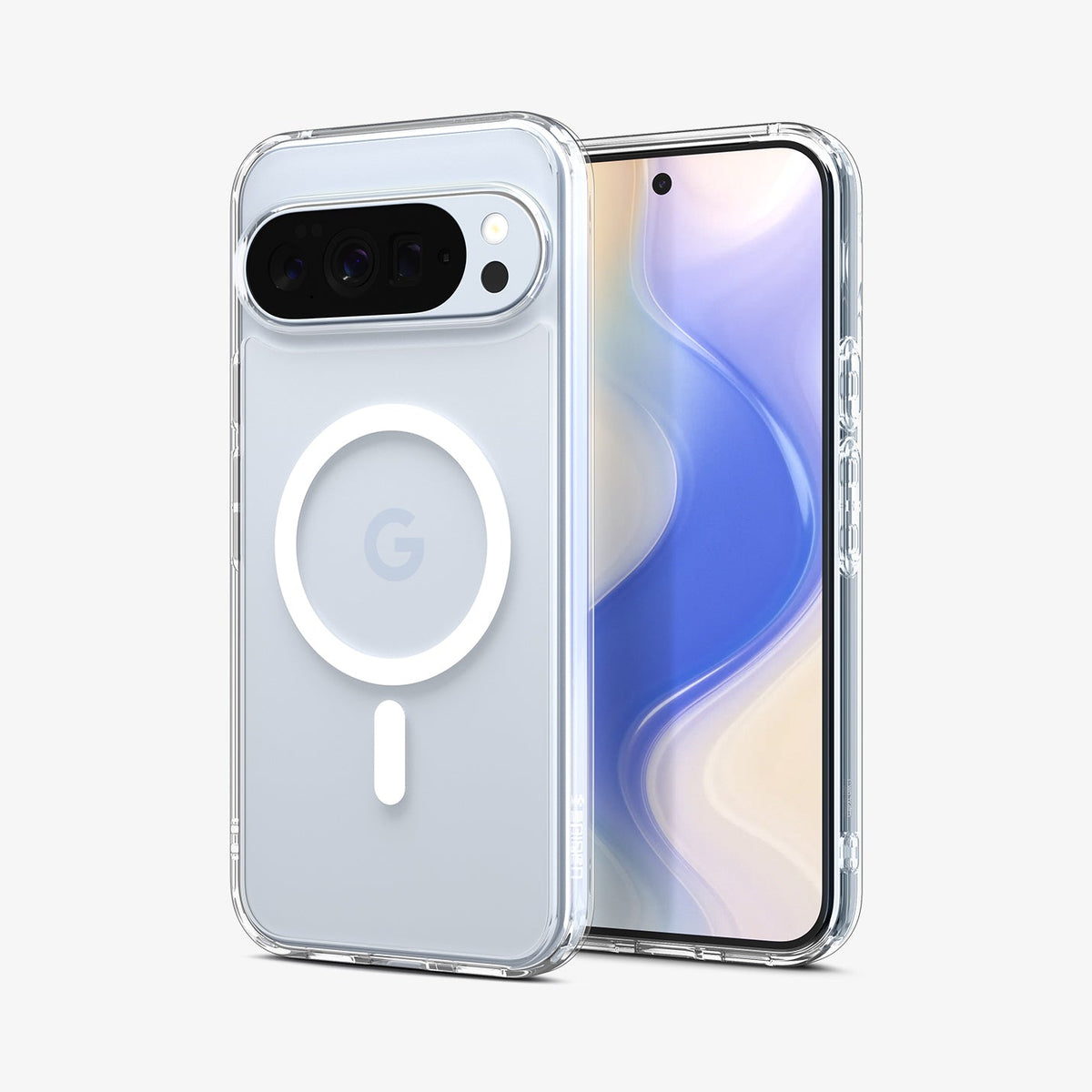 ACS09725 - Pixel 10 Pro XL Case Ultra Hybrid Metal Ring (MagFit) in crystal clear showing the back and front