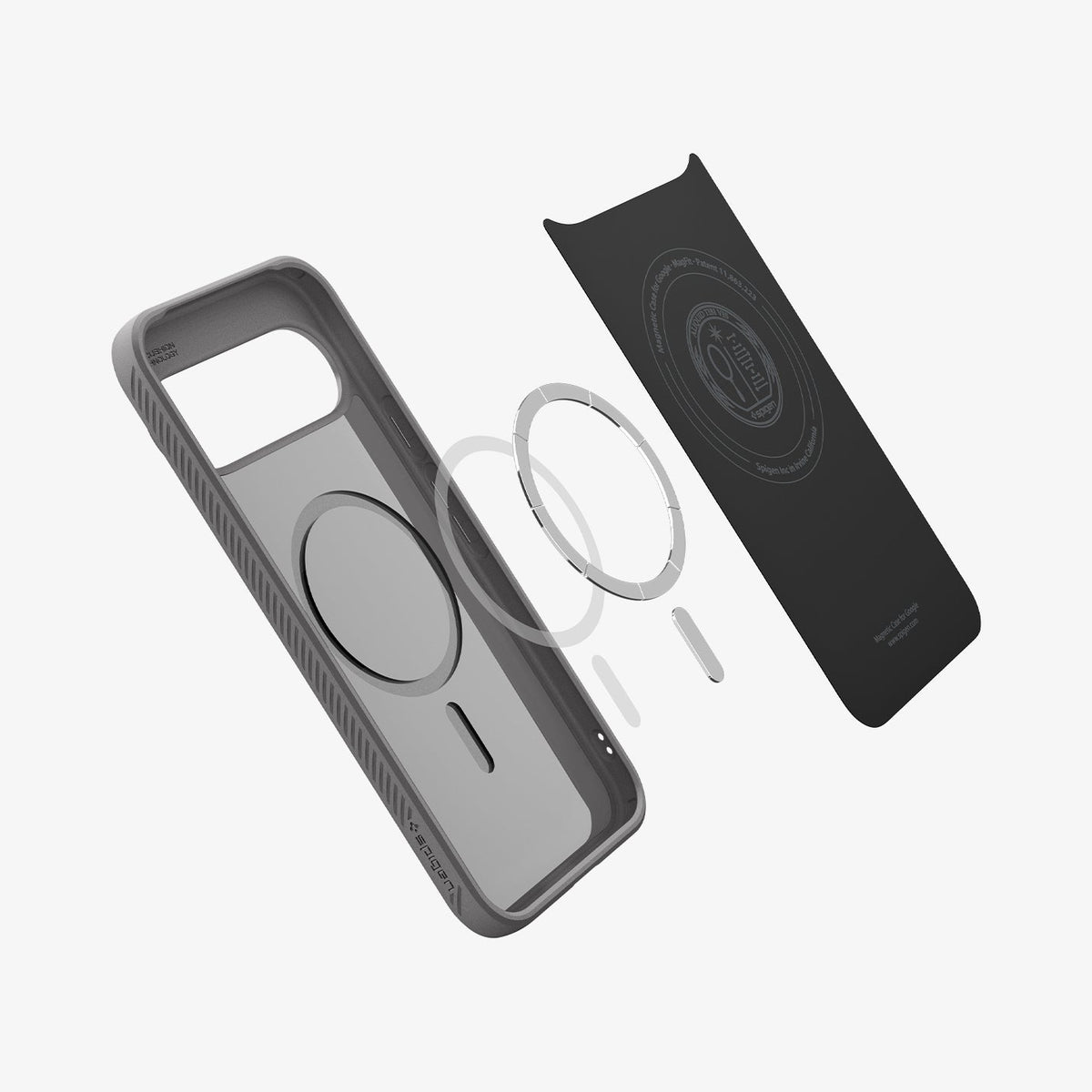 ACS09697 - Pixel 10 Pro Case Liquid Air (MagFit) in marble gray showing the inside magnet ring layers