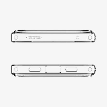 ACS09715 - Pixel 10 / Pixel 10 Pro Case Ultra Hybrid in crystal clear showing the top and bottom of case