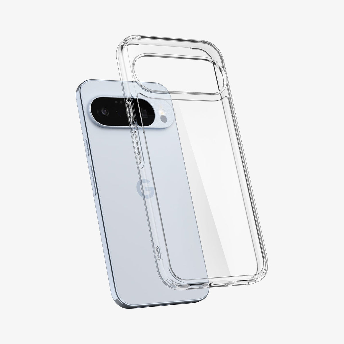 ACS09715 - Pixel 10 / Pixel 10 Pro Case Ultra Hybrid in crystal clear showing the back with case hovering away from device