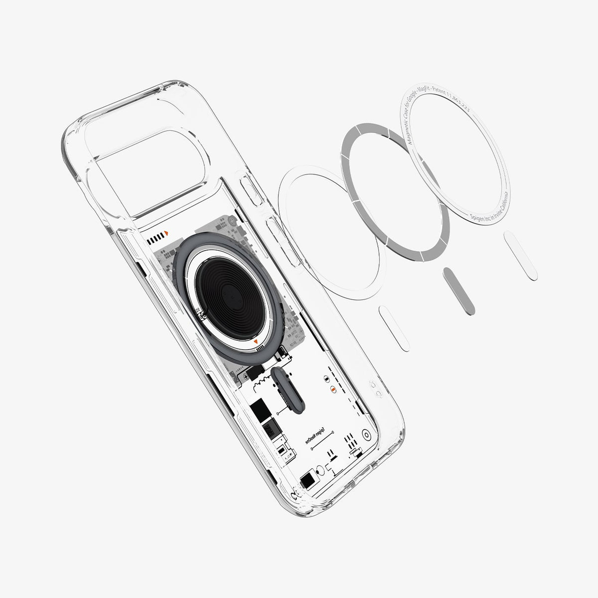 ACS09704 - Pixel 10 / Pixel 10 Pro Case Ultra Hybrid Neo One (MagFit) showing the inside magnet layers