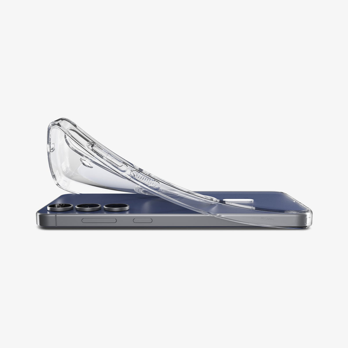 ACS10024 - Galaxy S25 FE Crystal Flex (MagFit) Case in crystal clear showing the side with case bending away from the device