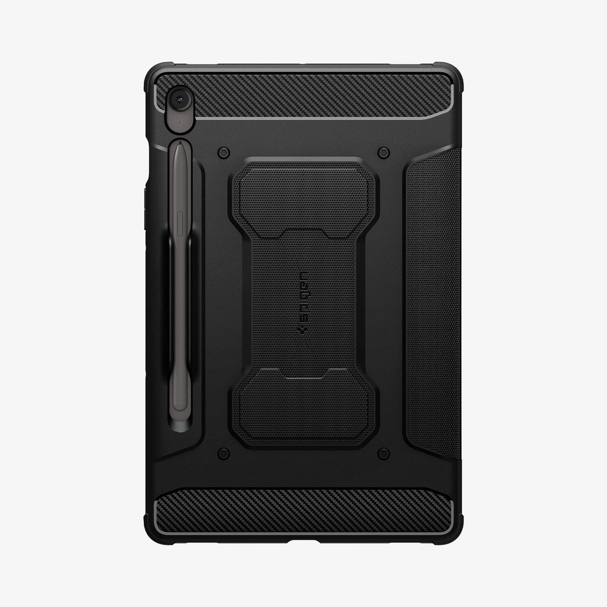 ACS09381 - Galaxy Tab S10 FE+ Case Rugged Armor Pro in Matte Black showing the back
