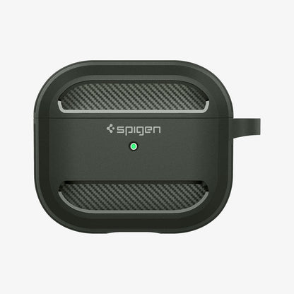 ASD01979 - Apple AirPods 3 Case Rugged Armor in military green showing the front