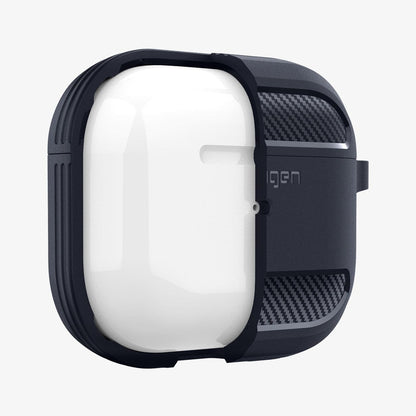 ASD01980 - Apple AirPods 3 Case Rugged Armor in charcoal gray showing the front with case cut half open
