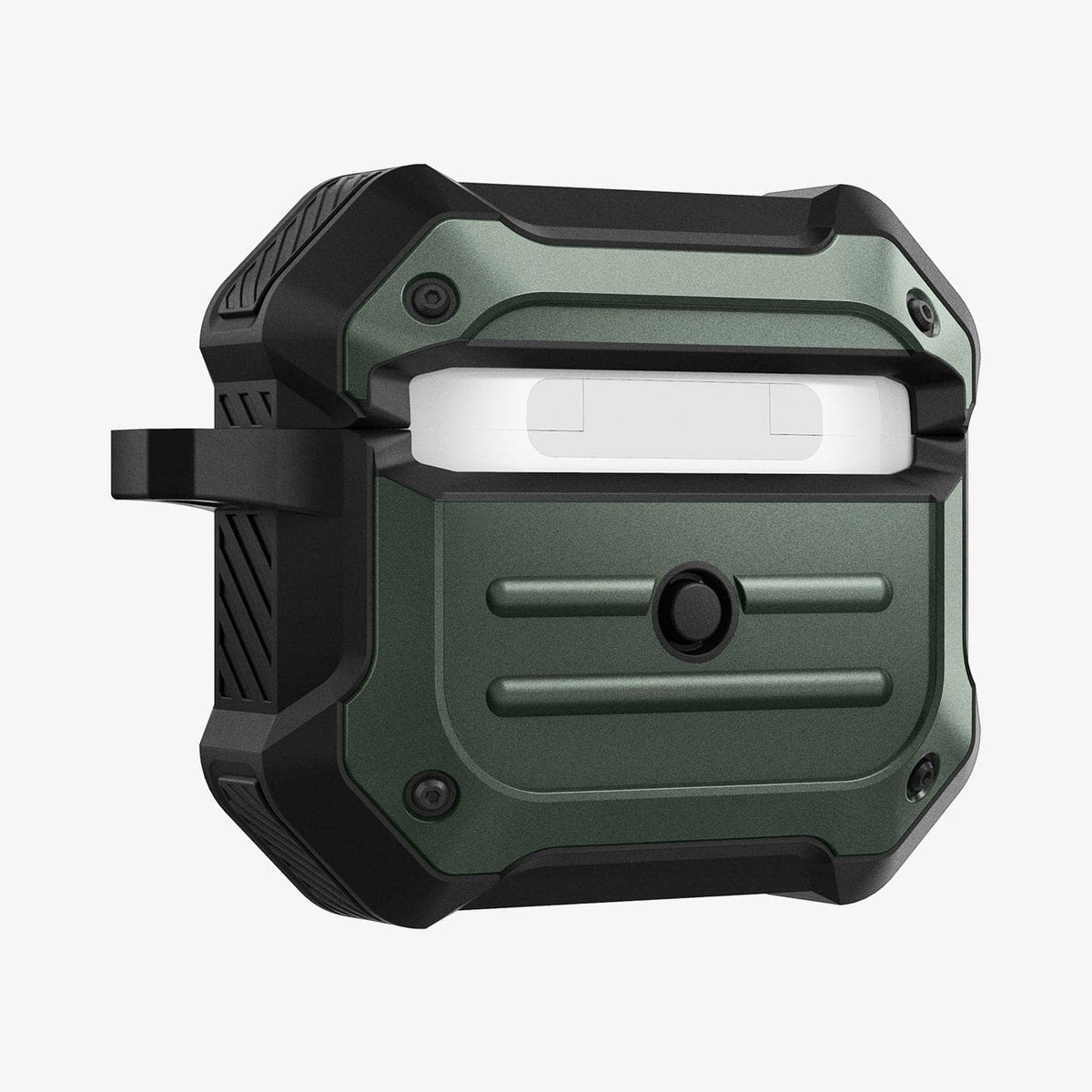 ASD01988 - Apple AirPods 3 Case Tough Armor in military green showing the back and side