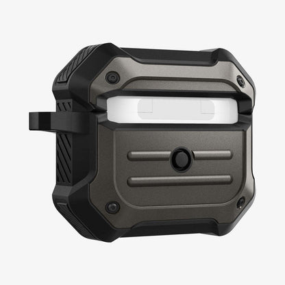 ASD01989 - Apple AirPods 3 Case Tough Armor in gunmetal showing the back and side