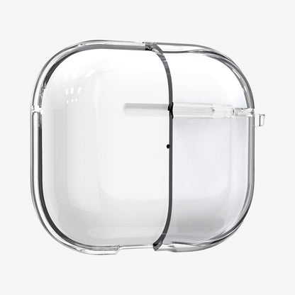 ASD01981 - Apple AirPods 3 Case Ultra Hybrid in crystal clear showing the front with case cut half open