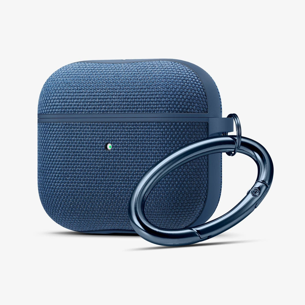 ASD02128 - Apple AirPods 3 Case Urban Fit in navy blue showing the front, partial side and carabiner