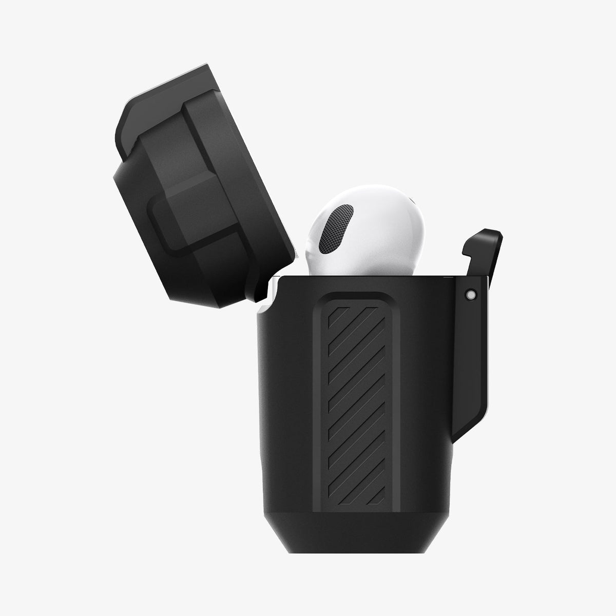 ACS09020 - AirPods 4 Case Lock Fit in Matte Black showing the side and inner