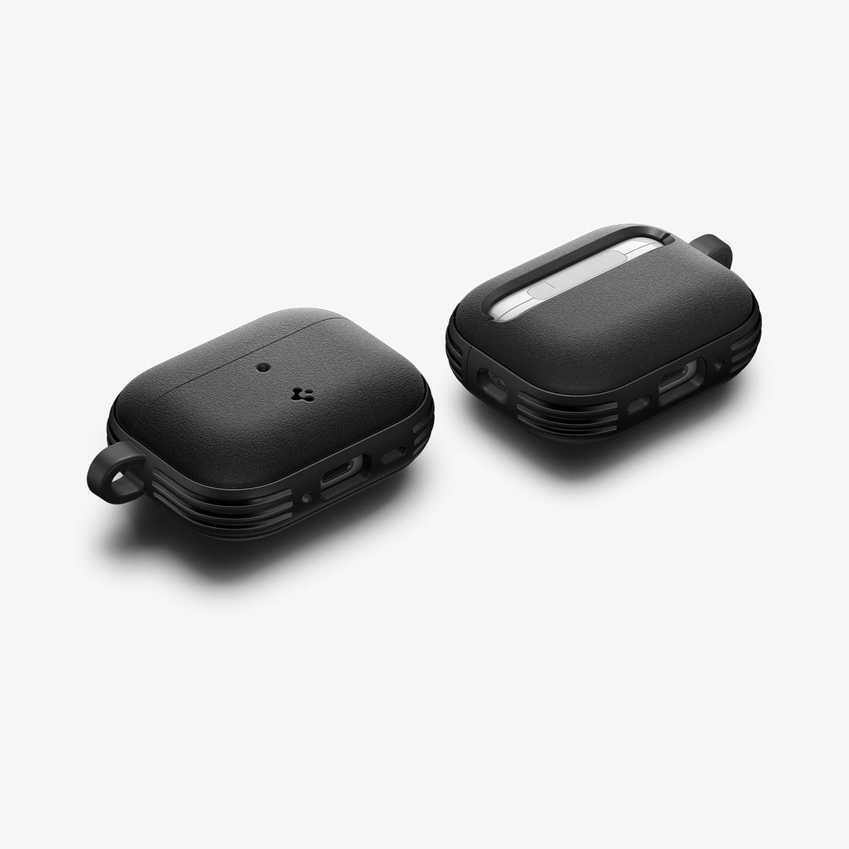 ACS09826 - AirPods Pro 3 Spigen Vault in Matte Black showing the front, back, sides and bottom