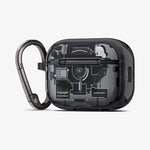 ACS09823 - AirPods Pro 3 Series Ultra Hybrid Zero One (MagFit) in Zero One Black showing the front and side with carabiner