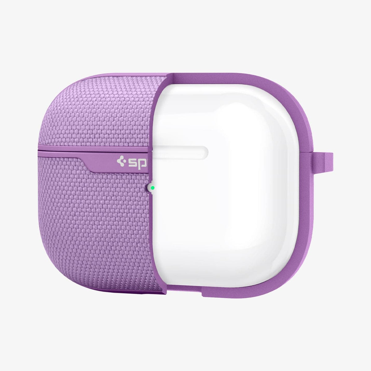 ASD00574 - Apple AirPods Pro Case Urban Fit in purple showing the front with case cut half open