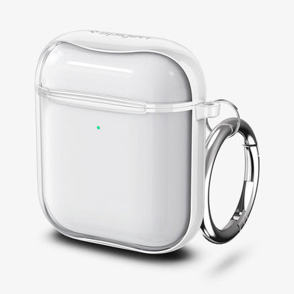 ASD01301 - Apple AirPods 1 / 2 Case Ultra Hybrid in jet white showing the front, side and keychain