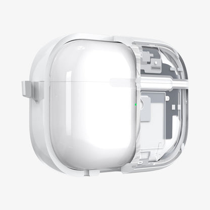 ACS07423 - AirPods Pro 2 Ultra Hybrid Zero One (MagFit) in Zero One White showing the front with case cut half open