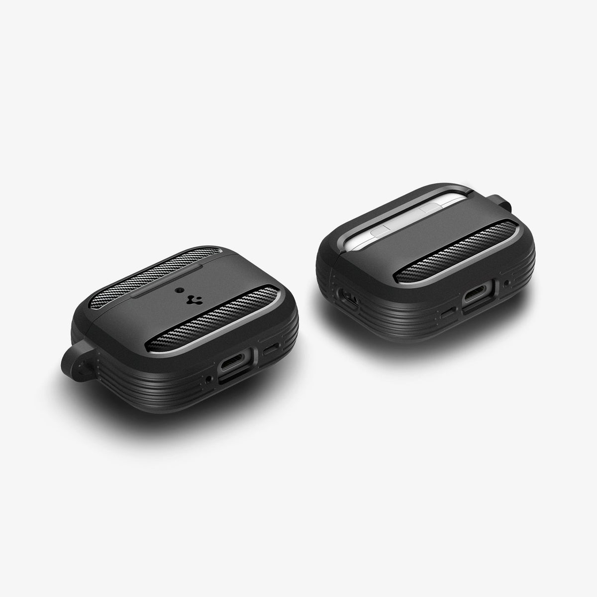 ACS09822 - AirPods Pro 3 Rugged Armor in Matte Black showing the front, back, sides and bottom