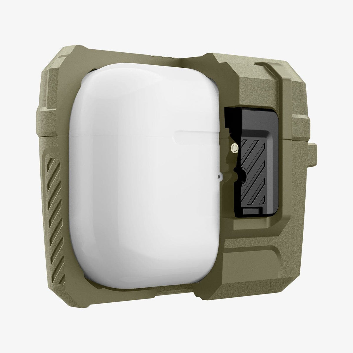 ACS05910 - Apple AirPods Pro Case Lock Fit in vintage khaki showing the front with case half cut open