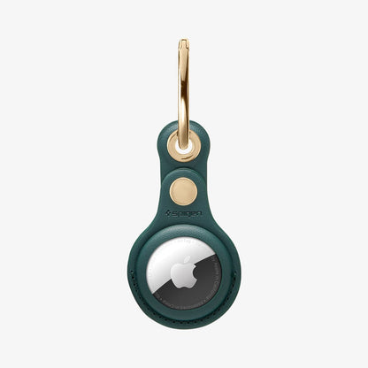 AHP03356 - AirTag Case Valentinus in midnight green showing the back with keyring
