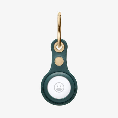 AHP03356 - AirTag Case Valentinus in midnight green showing the front with keyring