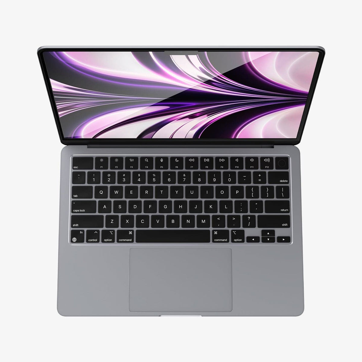 AGL05504 - MacBook Air 13-inch (2022) GLAS.tR SLIM in Clear showing the front of the device with tempered glass installed