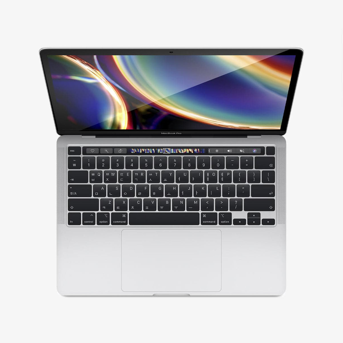 AGL00083 - MacBook Pro 13-inch (2020) GLAS.tR SLIM in Clear showing the front of device with tempered glass installed