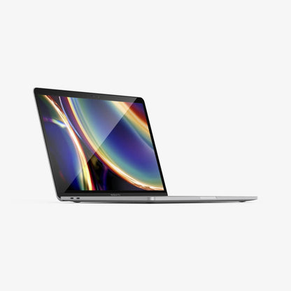 AGL00083 - MacBook Pro 13-inch (2020) GLAS.tR SLIM in Clear showing the front of the device with tempered glass installed