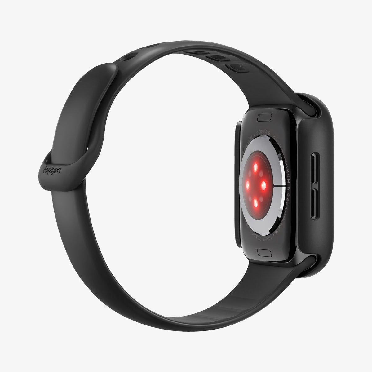 ACS11592 - Apple Watch Series Thin Fit 360 Apple Watch (44mm) in Black showing side and back