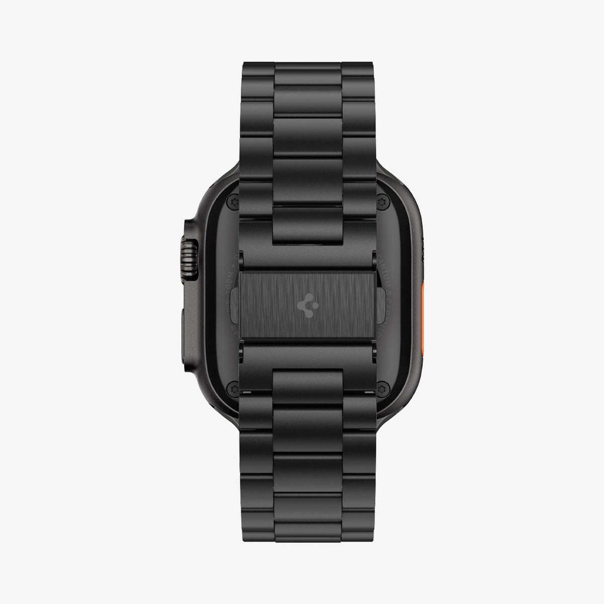 AMP11577 - Apple Watch Series - Modern Fit Titanium Black rear view shows the titanium link band and centered buckle.