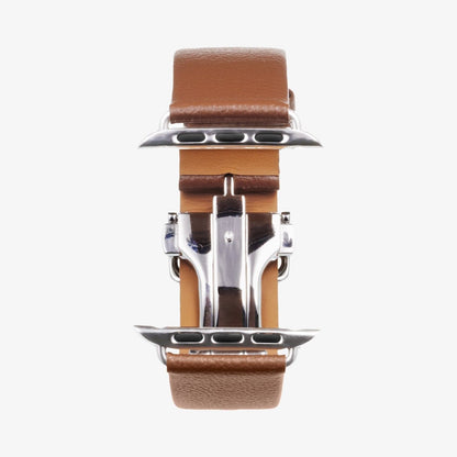 AMP06927 - Apple Watch Series (Apple Watch (49mm)/Apple Watch (45mm)/Apple Watch (42mm)) Watch Band Enzo in classic brown showing the front with no watch face inserted