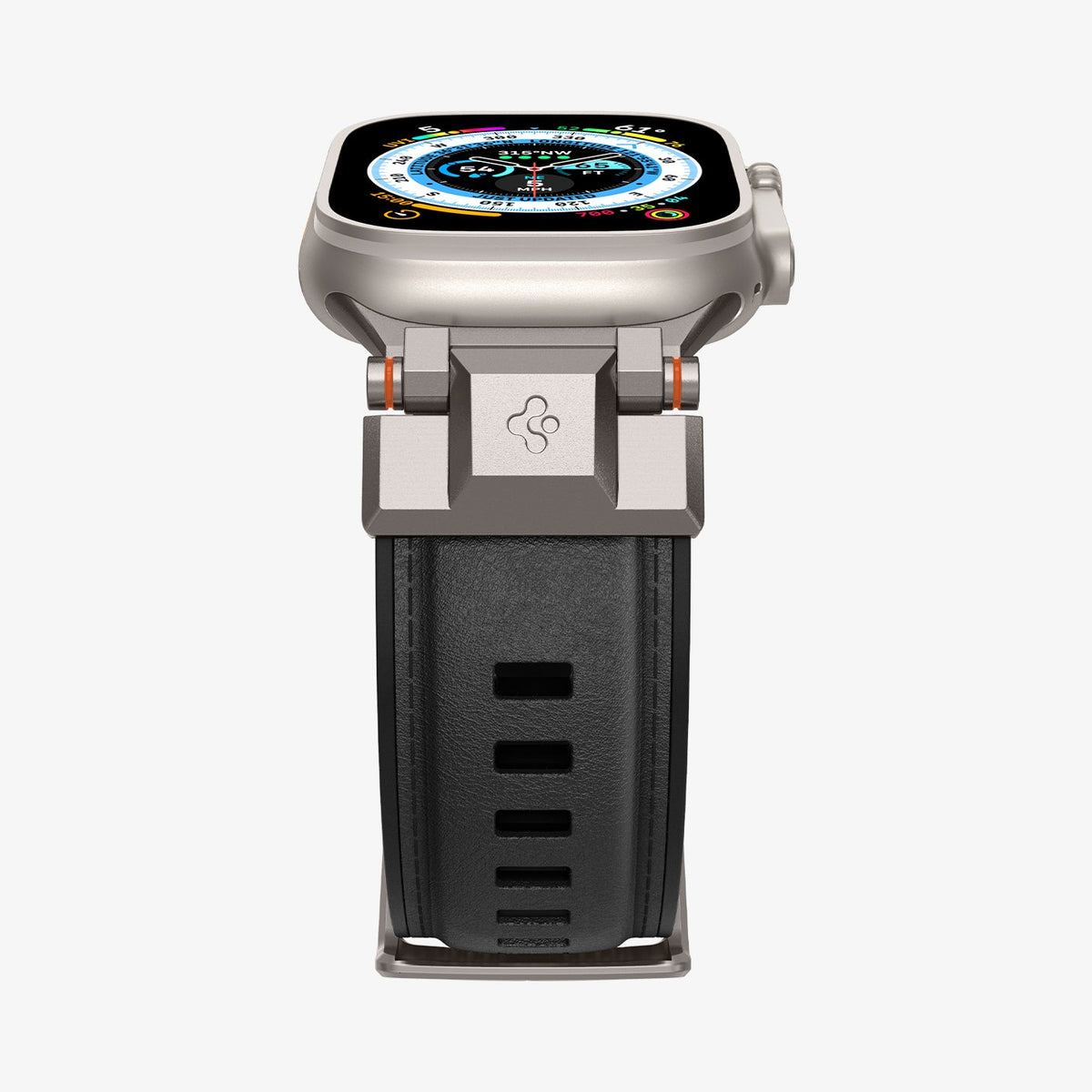 AMP07591 - Apple Watch (49mm) DuraPro Armor PU in Black showing the partial front and side