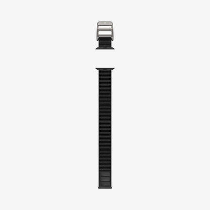 AMP02465 - Apple Watch Series (Apple Watch (49mm)/Apple Watch (45mm)/Apple Watch (42mm)) Watch Band DuraPro Flex in black showing the watch band laid out flat