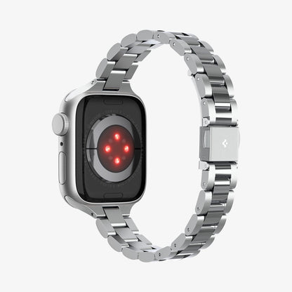 AMP06357 - Apple Watch (41mm) Modern Fit 316L Band in Silver showing the back, partial inner sides and bottom