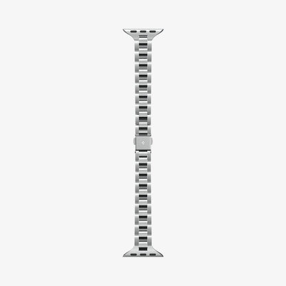 AMP06357 - Apple Watch (41mm) Modern Fit 316L Band in Silver showing the sides of the watch strap laid out flat