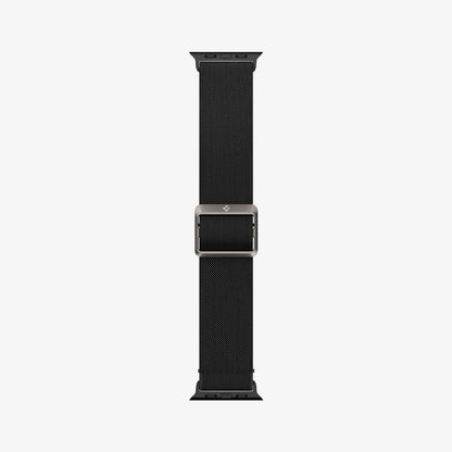 AMP02286 - Apple Watch Series (Apple Watch (49mm)/Apple Watch (45mm)/Apple Watch (42mm)) Watch Band Lite Fit in black showing the band from end to end