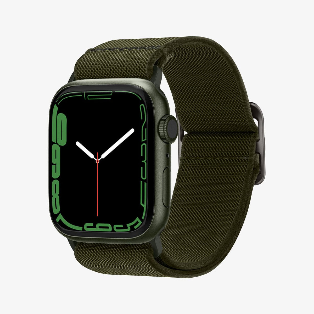 AMP02288 - Apple Watch Series (Apple Watch (49mm)/Apple Watch (45mm)/Apple Watch (42mm)) Watch Band Lite Fit in khaki showing the front and inside of band