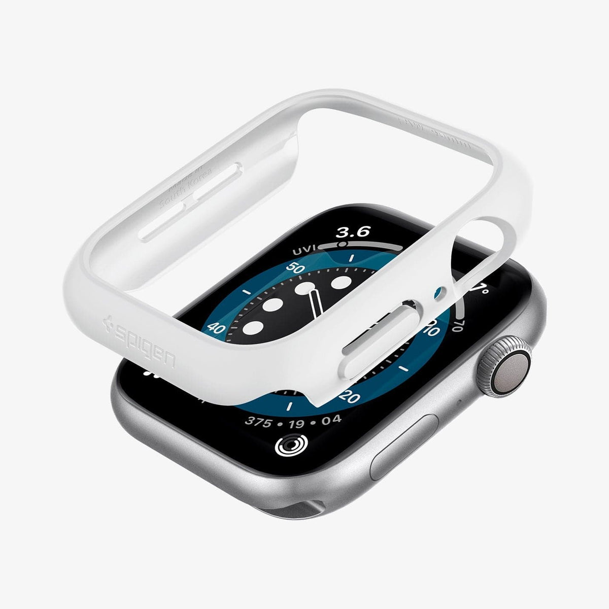 061CS24485 - Apple Watch Series (Apple Watch (40mm)) Case Thin Fit in white showing the case hovering above the watch face