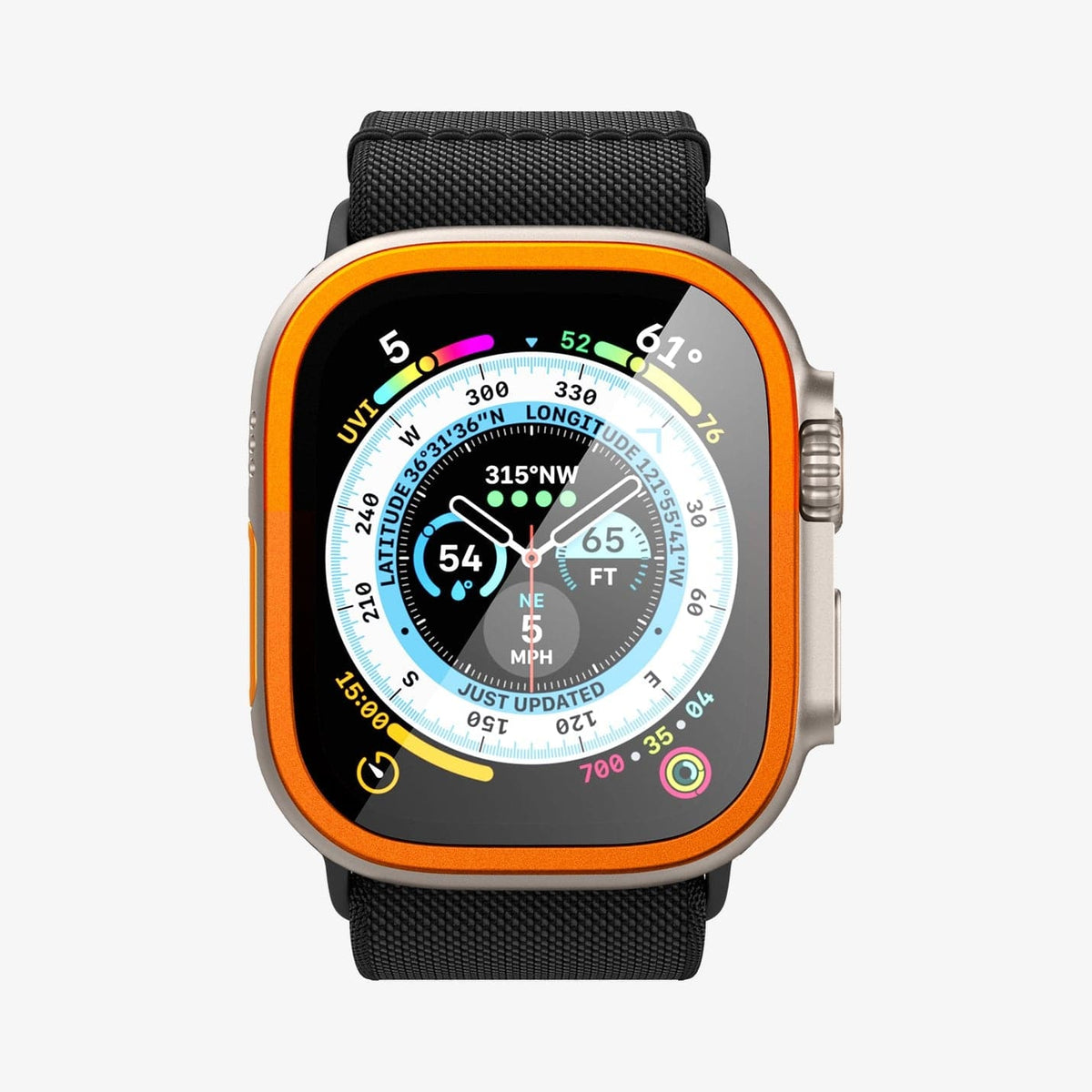 AGL06162 - Apple Watch Ultra (Apple Watch (49mm)) Screen Protector Glas.tR Slim Pro in orange showing the front