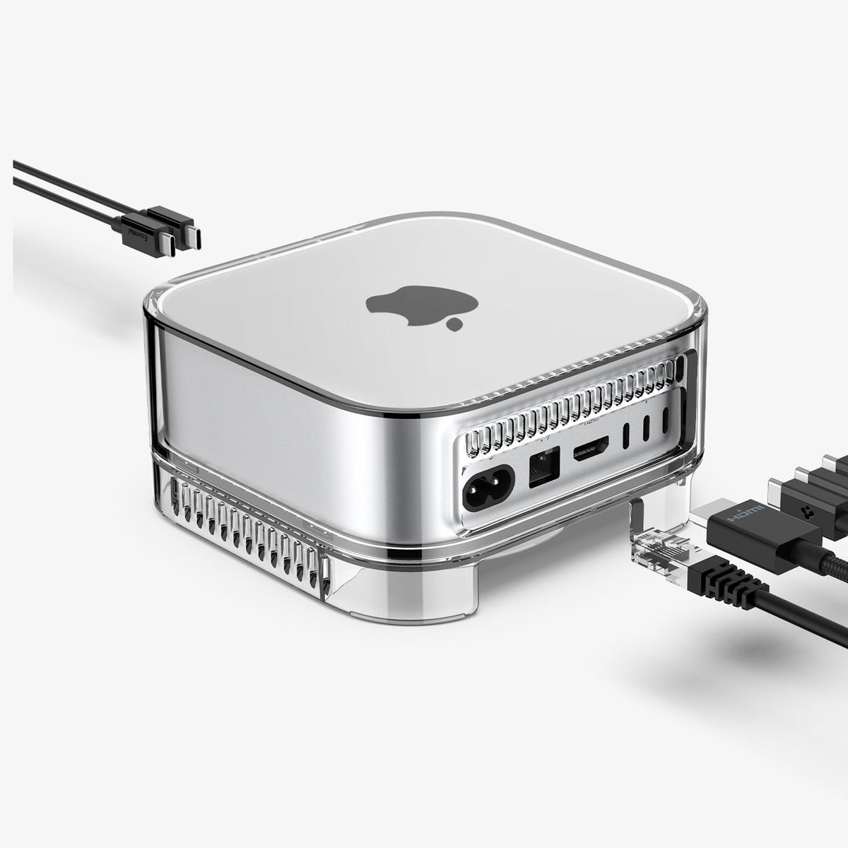 ACS09210 - Apple Mac Mini Stand | Ultra Hybrid in Crystal Clear showing the inside of stand
