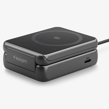 ACH10399 - 2-in-1 Magnetic Wireless Charger | EF302MOQ (Mag Fit) in Black showing front with folding