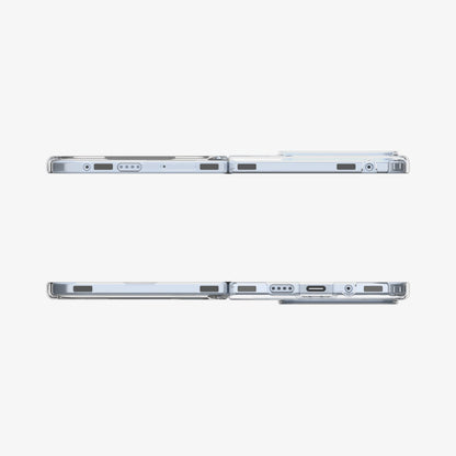 ACS09742 - Pixel 10 Pro Fold Case Ultra Hybrid Metal Ring (MagFit) in crystal clear showing the top and bottom of case
