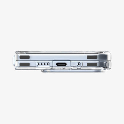 ACS09742 - Pixel 10 Pro Fold Case Ultra Hybrid Metal Ring (MagFit) in crystal clear showing the bottom with device folded
