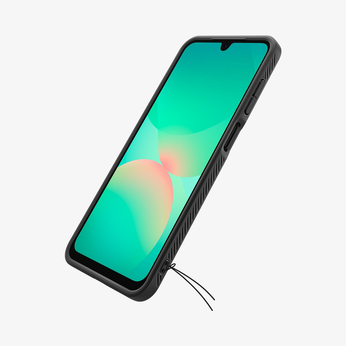 ACS09290 - Galaxy A26 5G Case Liquid Air in Matte Black showing the front, partial side with lanyard cutout