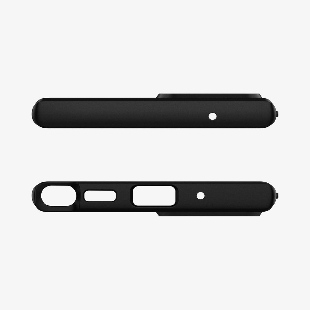 ACS01391 - Galaxy Note 20 Ultra Rugged Armor Case in matte black showing the top and bottom
