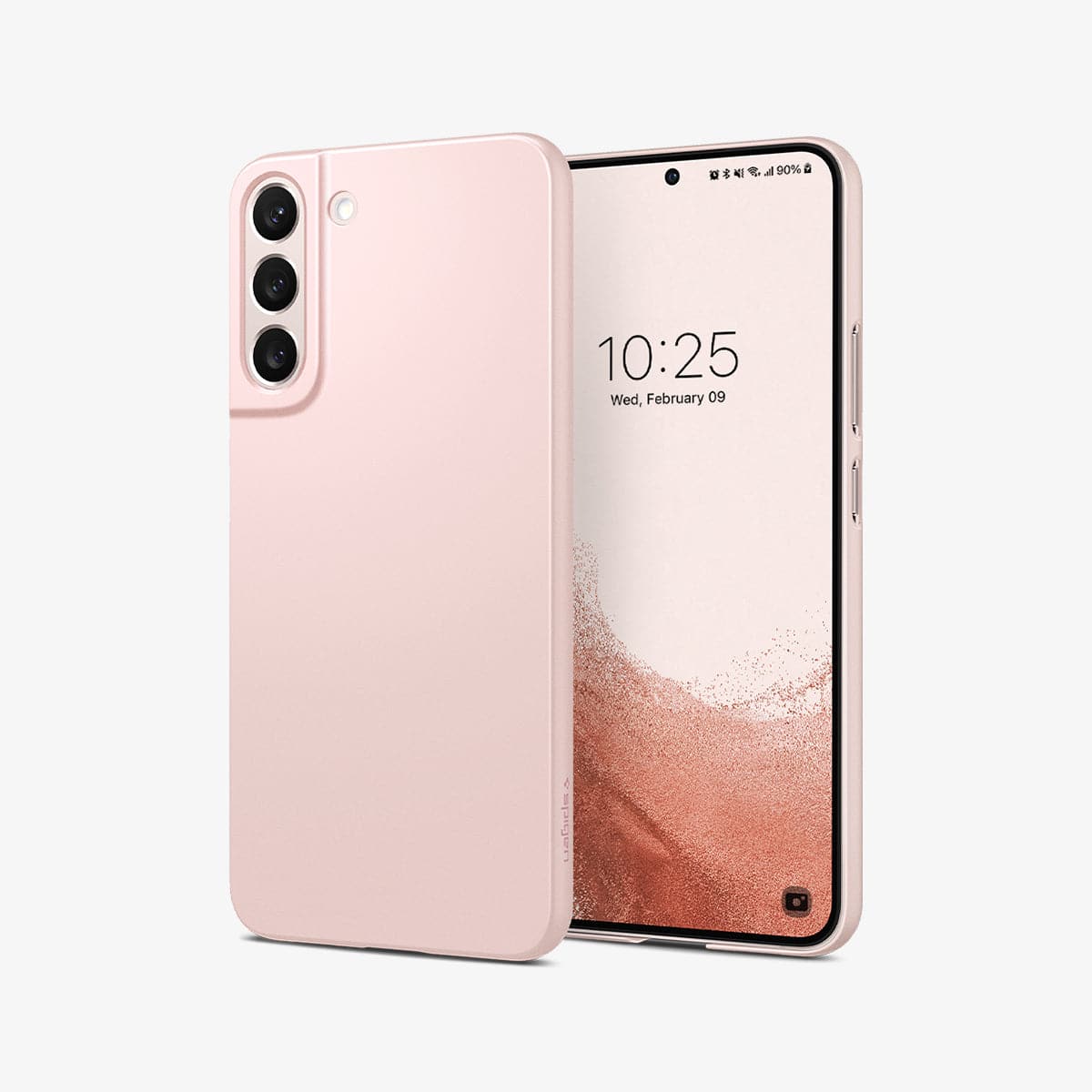 ACS04389 - Galaxy S22 5G Case AirSkin in misty pink showing the back and front