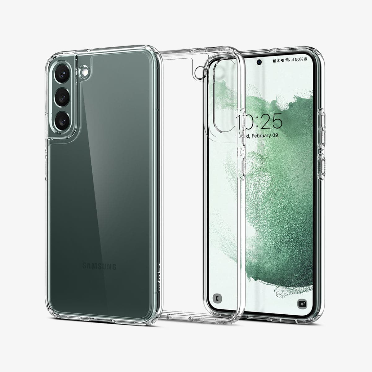 ACS03988 - Galaxy S22 5G Case Ultra Hybrid in crystal clear showing the back, inside and front